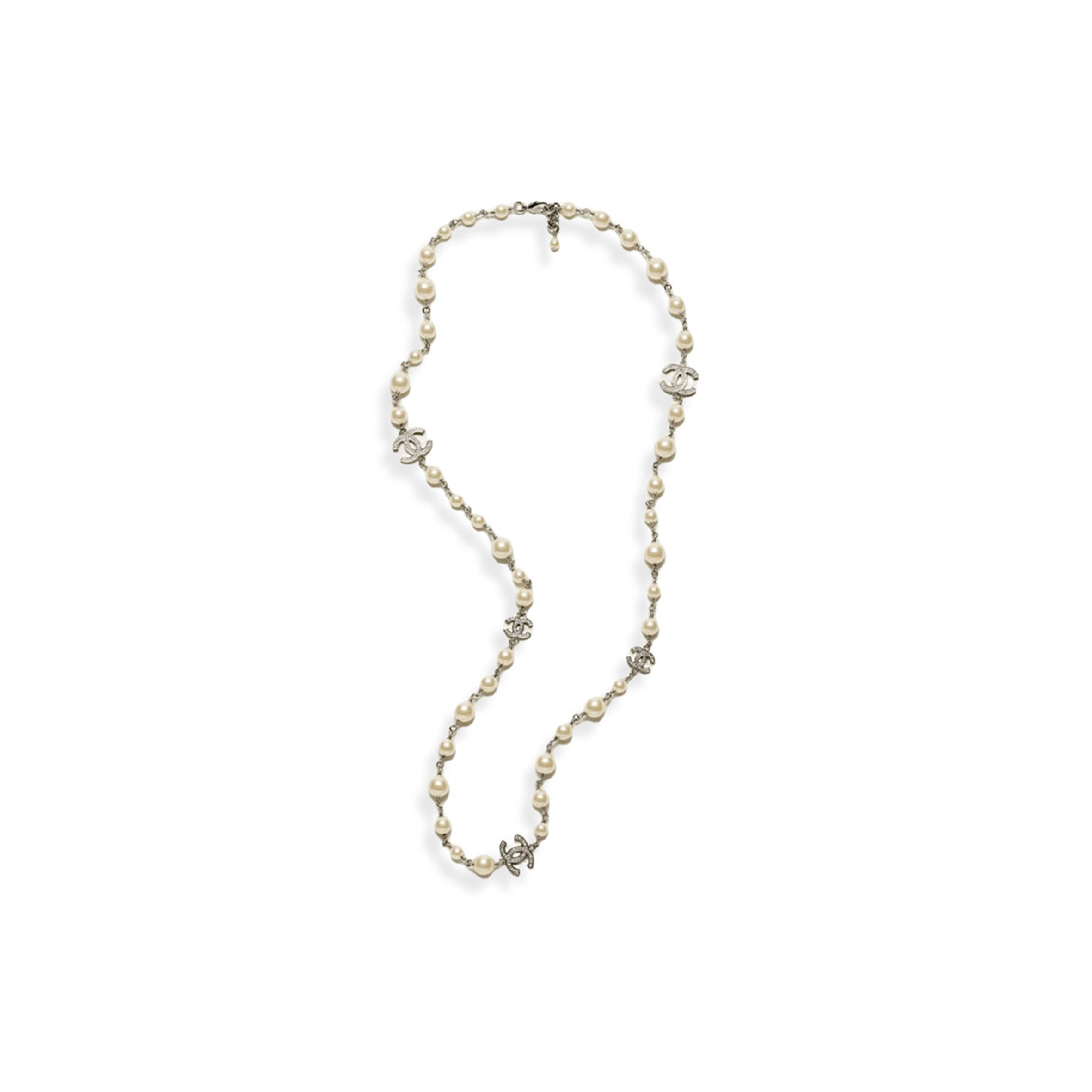 Ch**el pearls and cc rhinestones long necklace a36121